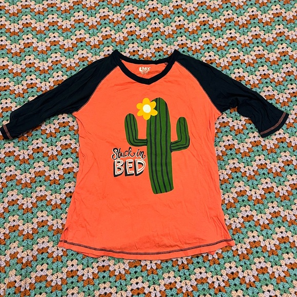 Lazy One Cactus Pajamas - Coral and Black - Picture 3 of 6